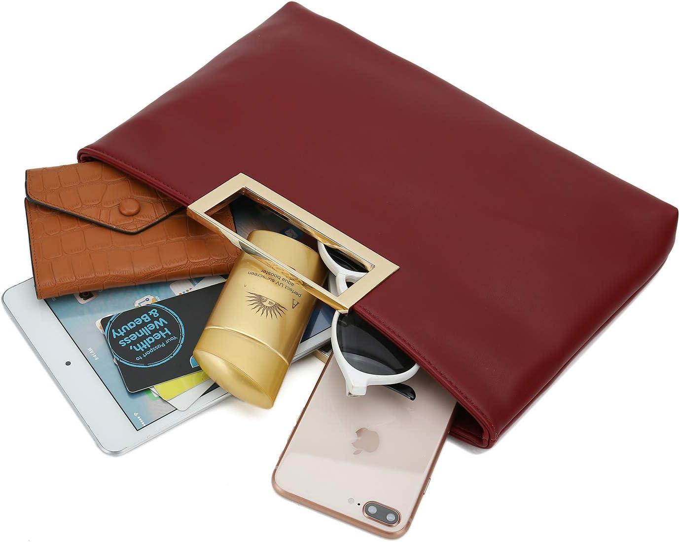 PU Clutch Purse Leather Handbag Stylish Women Convertible