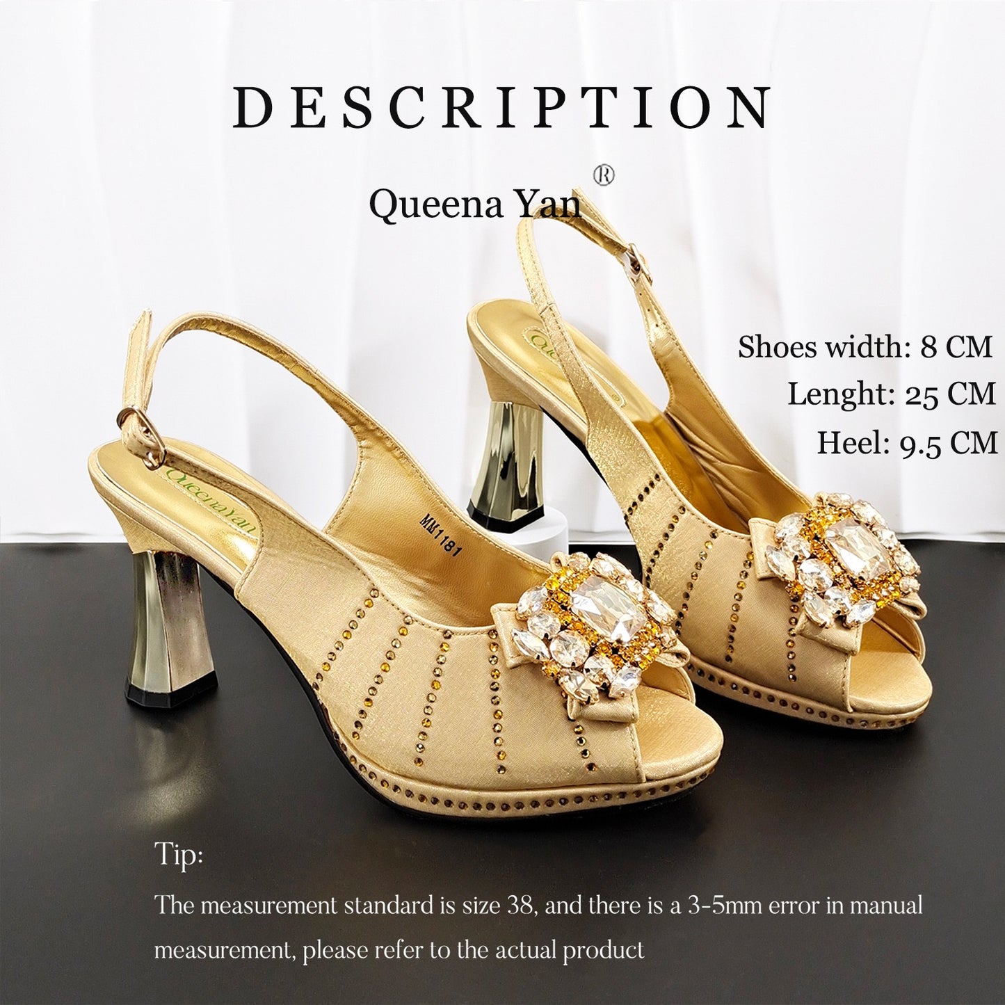Italian Rhinestone Mesh Slingback Heels Shoes Crystal Clutch Bag Set