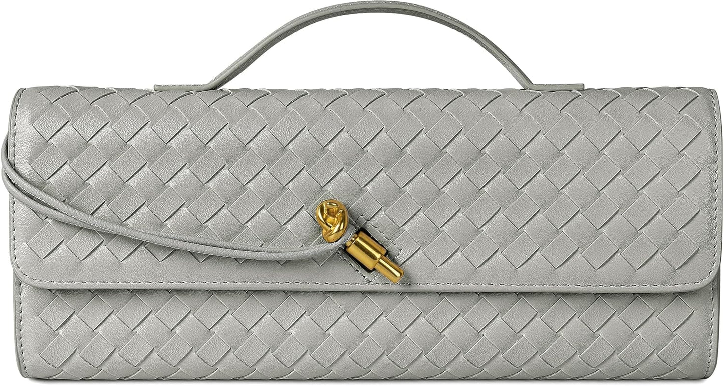 Houndstooth Woven Leather Handbags Crossbody Bag Formal Evening Bag