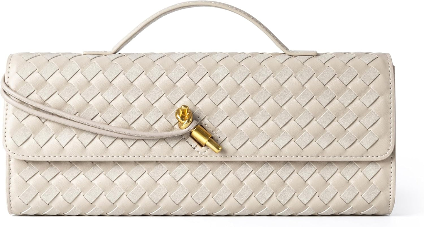Houndstooth Woven Leather Handbags Crossbody Bag Formal Evening Bag