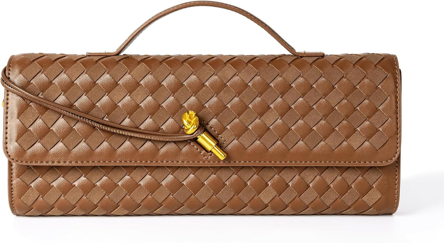 Houndstooth Woven Leather Handbags Crossbody Bag Formal Evening Bag