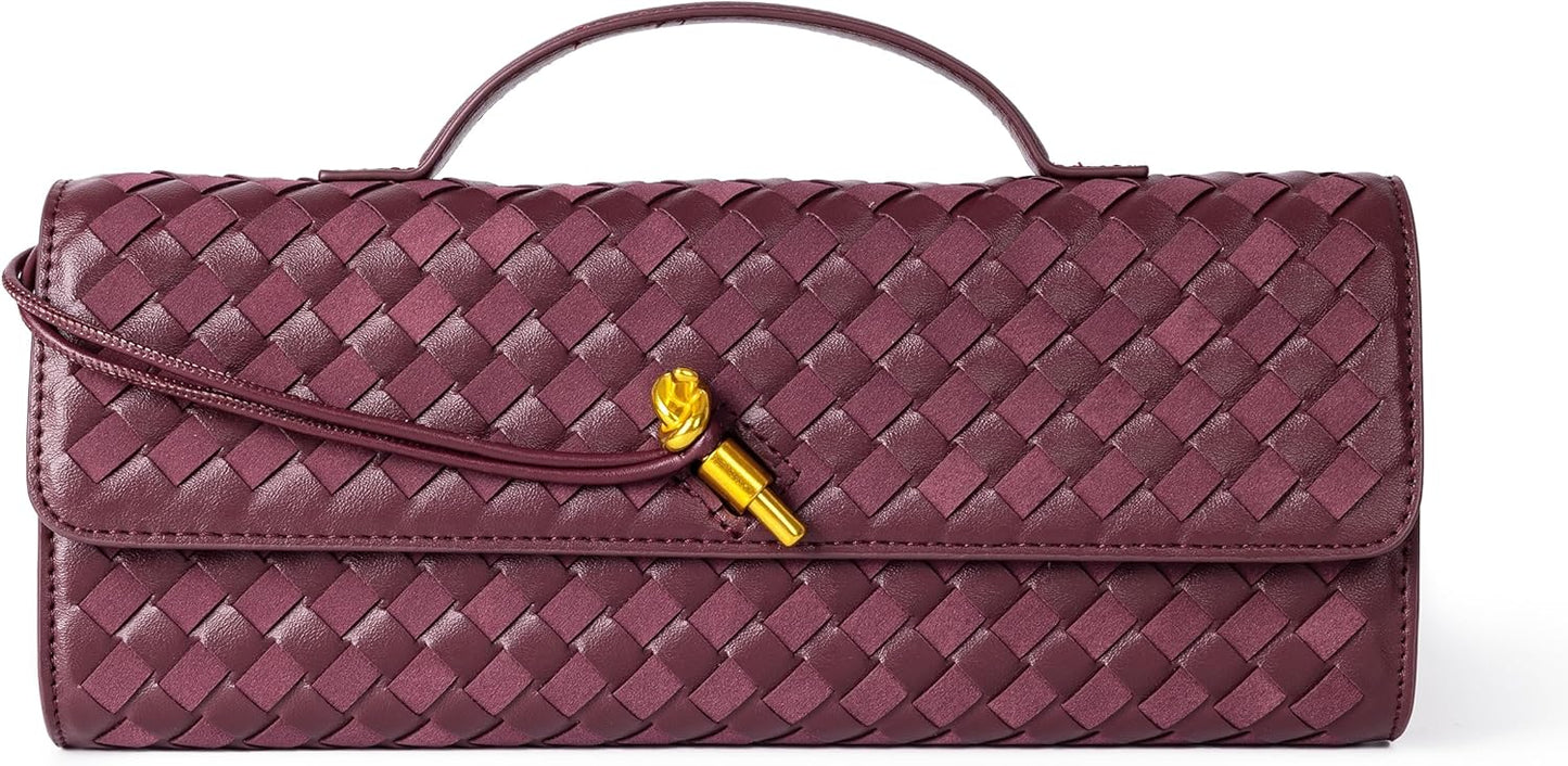 Houndstooth Woven Leather Handbags Crossbody Bag Formal Evening Bag