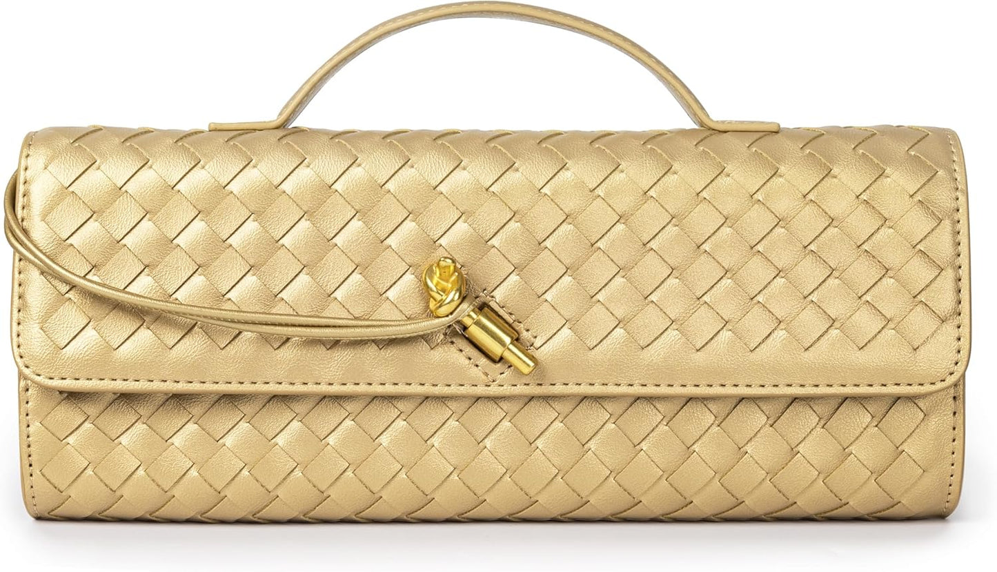 Houndstooth Woven Leather Handbags Crossbody Bag Formal Evening Bag