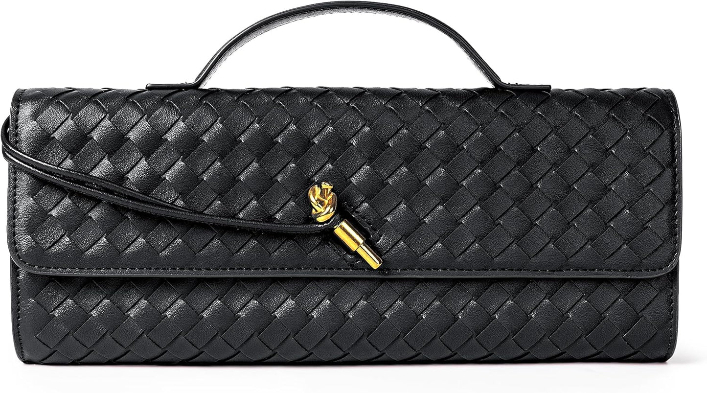 Houndstooth Woven Leather Handbags Crossbody Bag Formal Evening Bag