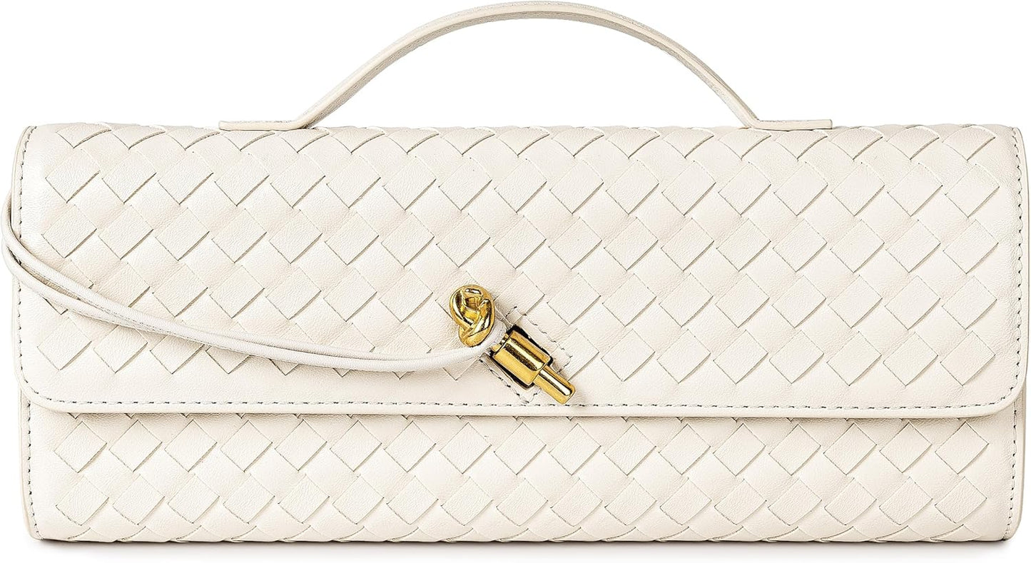 Houndstooth Woven Leather Handbags Crossbody Bag Formal Evening Bag