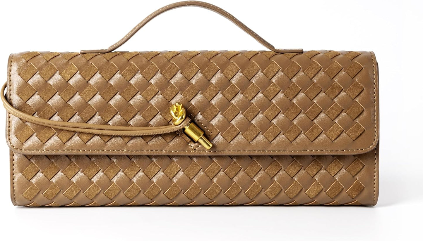 Houndstooth Woven Leather Handbags Crossbody Bag Formal Evening Bag