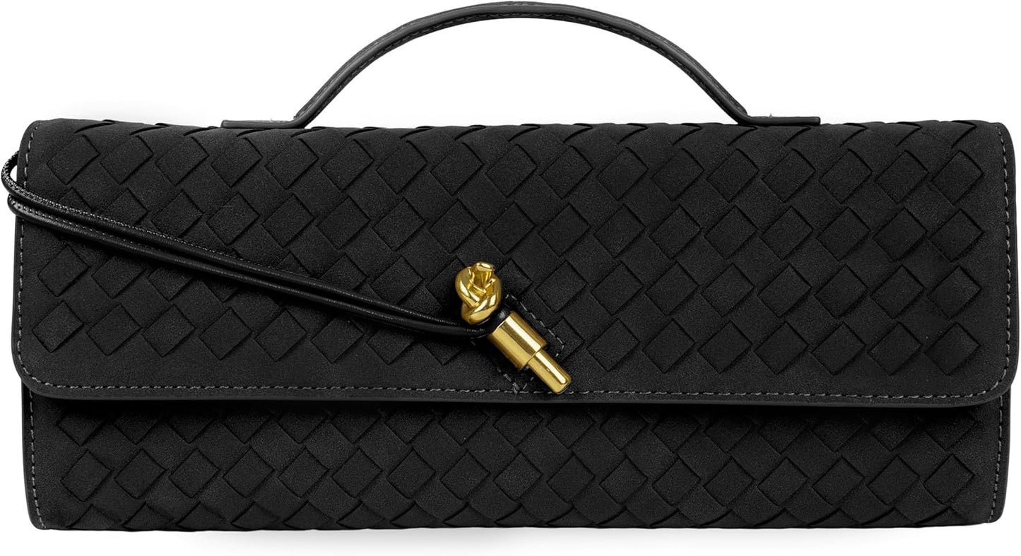 Houndstooth Woven Leather Handbags Crossbody Bag Formal Evening Bag