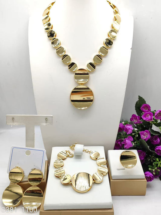 Luxury 18K Gold Round Coin Statement Necklace set