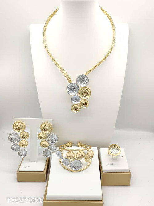 Fast Shipping Woman Anniversary Gift Jewelry Set Gold Plated Zircon Necklace And Earrings Ring Women Jewelry Set