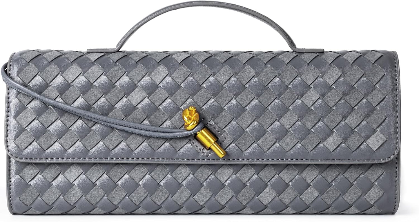 Houndstooth  Woven Leather Handbags Crossbody Bag Formal Evening Bag