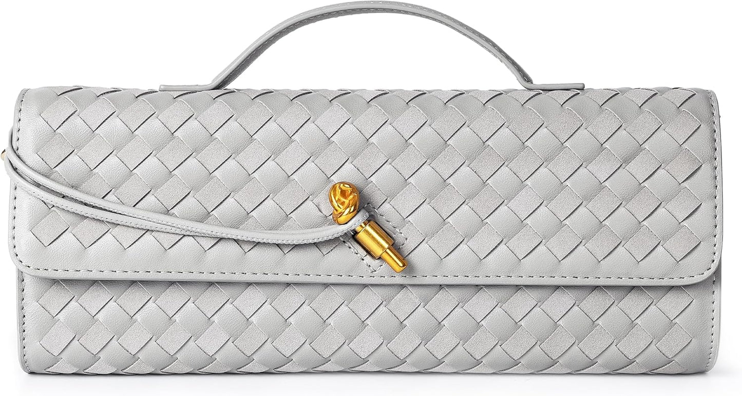 Houndstooth  Woven Leather Handbags Crossbody Bag Formal Evening Bag