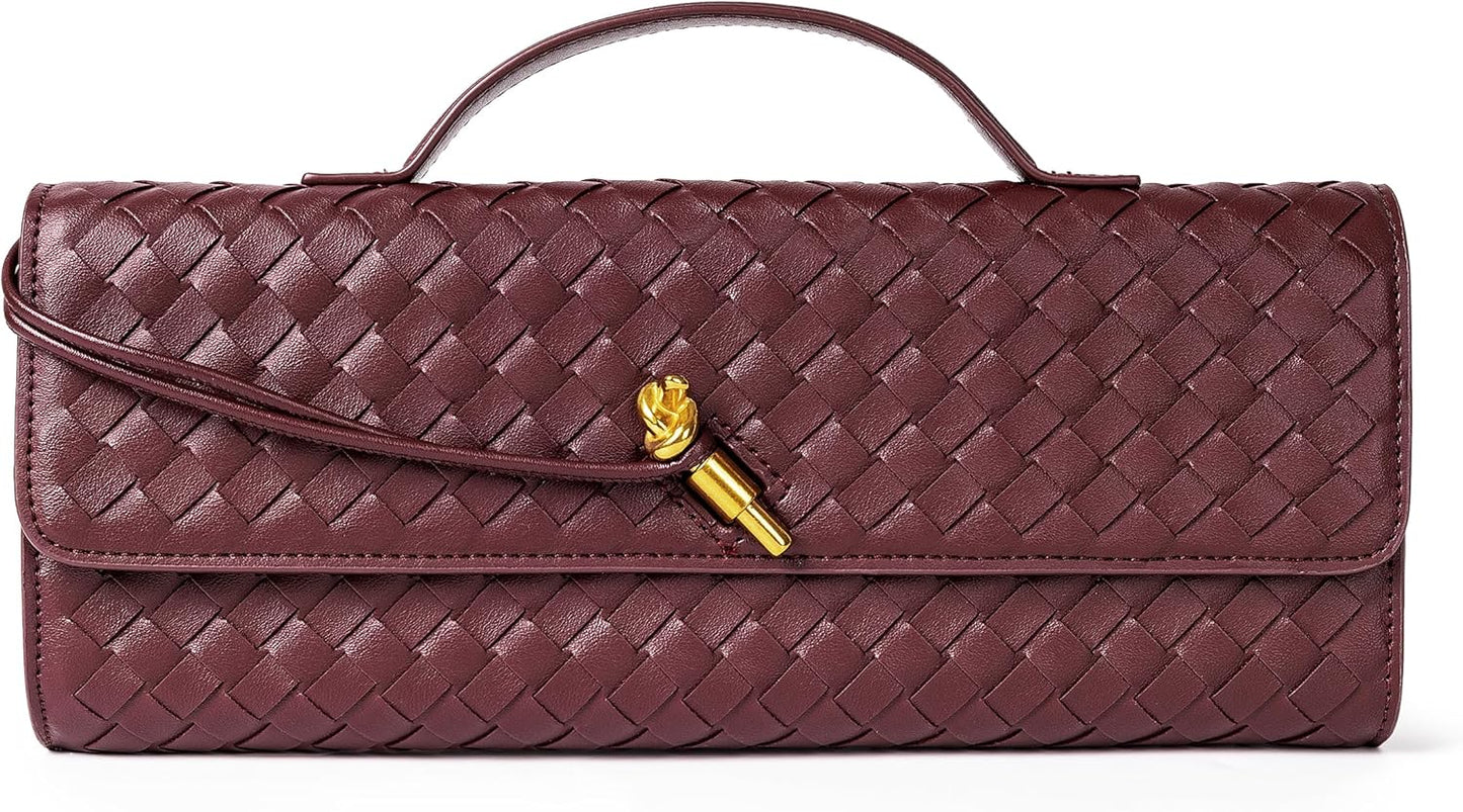 Houndstooth  Woven Leather Handbags Crossbody Bag Formal Evening Bag