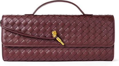 Houndstooth  Woven Leather Handbags Crossbody Bag Formal Evening Bag