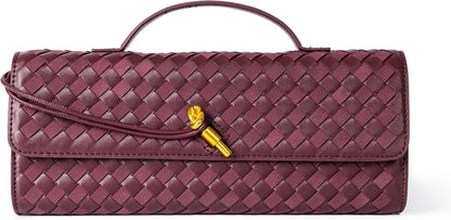 Houndstooth  Woven Leather Handbags Crossbody Bag Formal Evening Bag