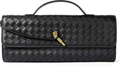 Houndstooth  Woven Leather Handbags Crossbody Bag Formal Evening Bag
