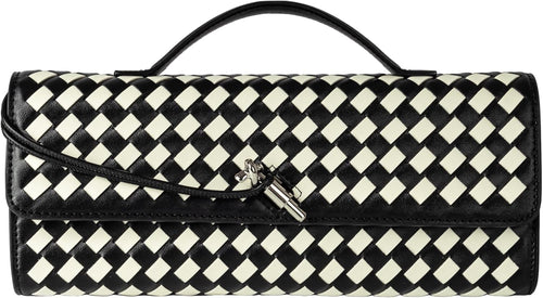 Houndstooth  Woven Leather Handbags Crossbody Bag Formal Evening Bag