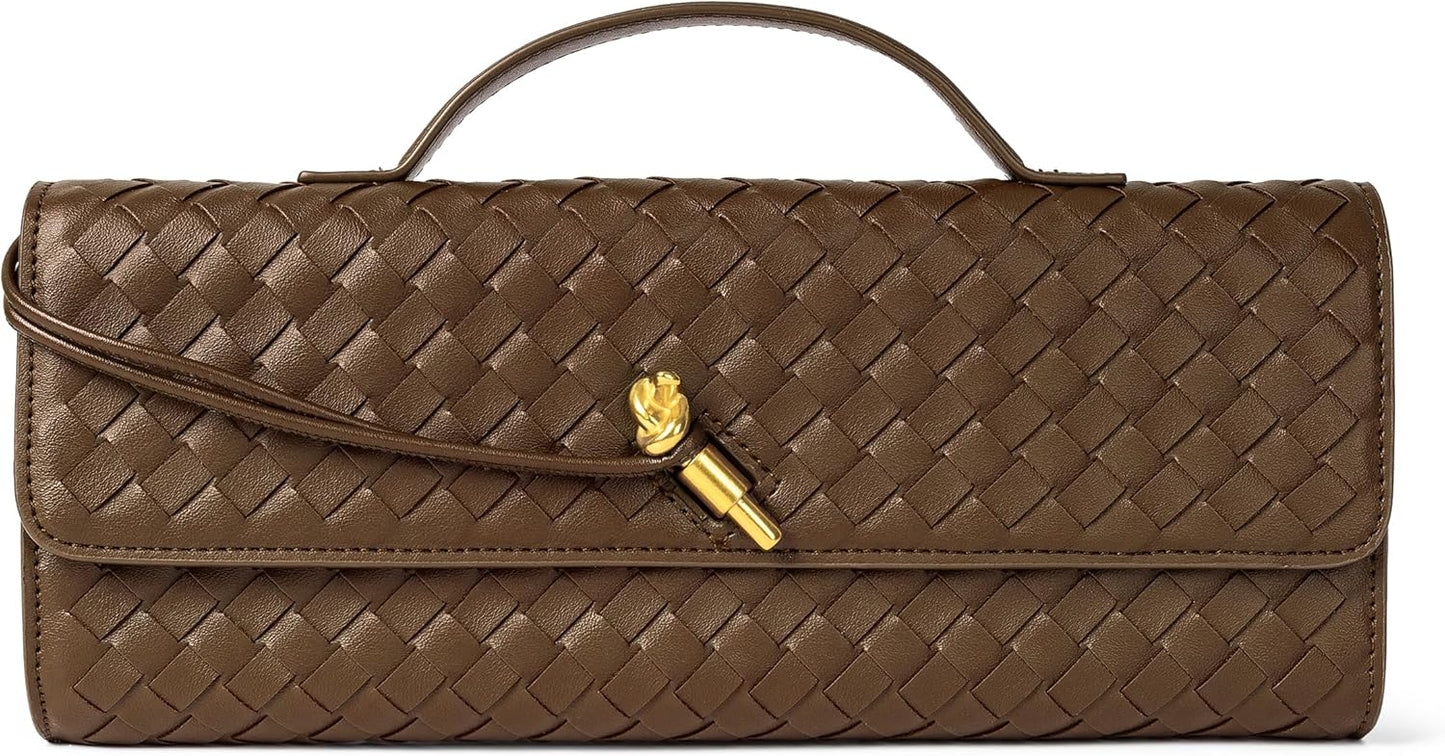 Houndstooth  Woven Leather Handbags Crossbody Bag Formal Evening Bag