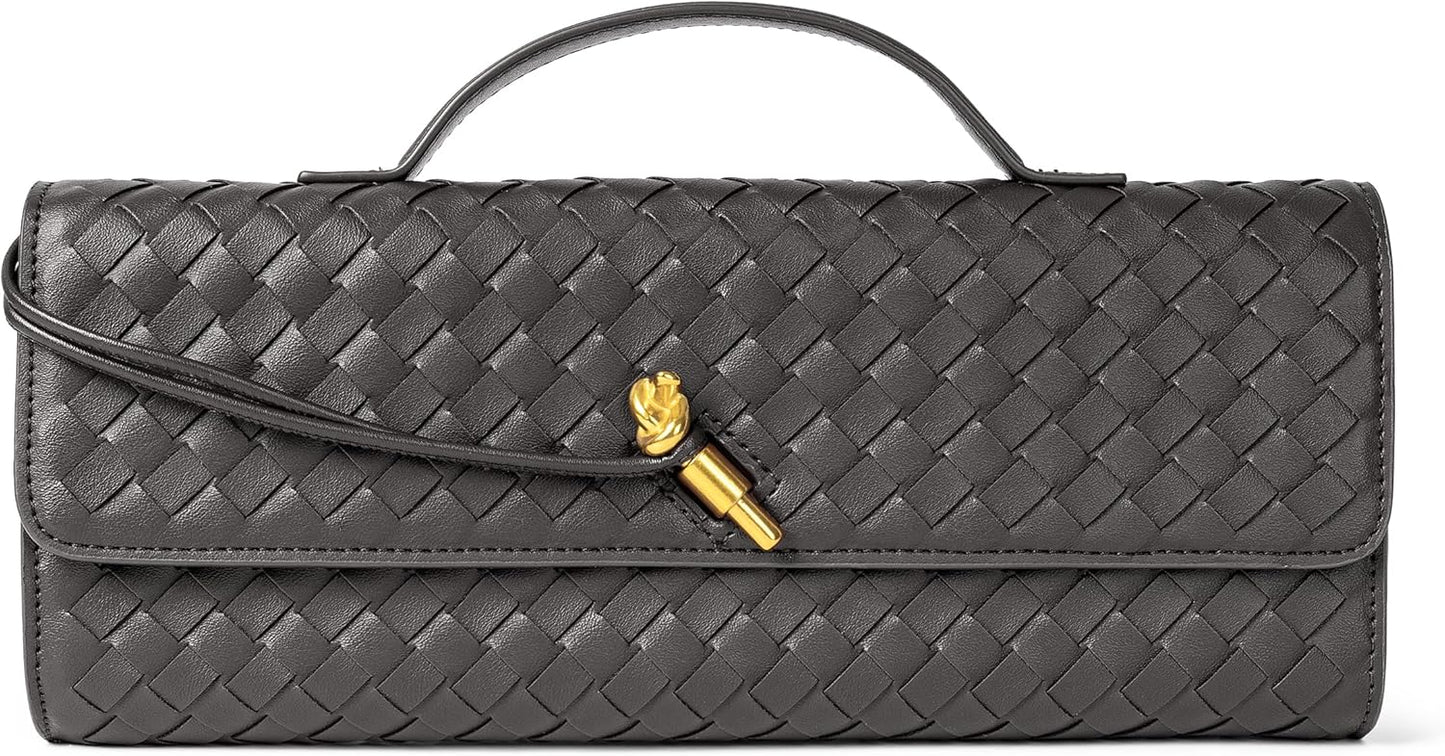 Houndstooth  Woven Leather Handbags Crossbody Bag Formal Evening Bag