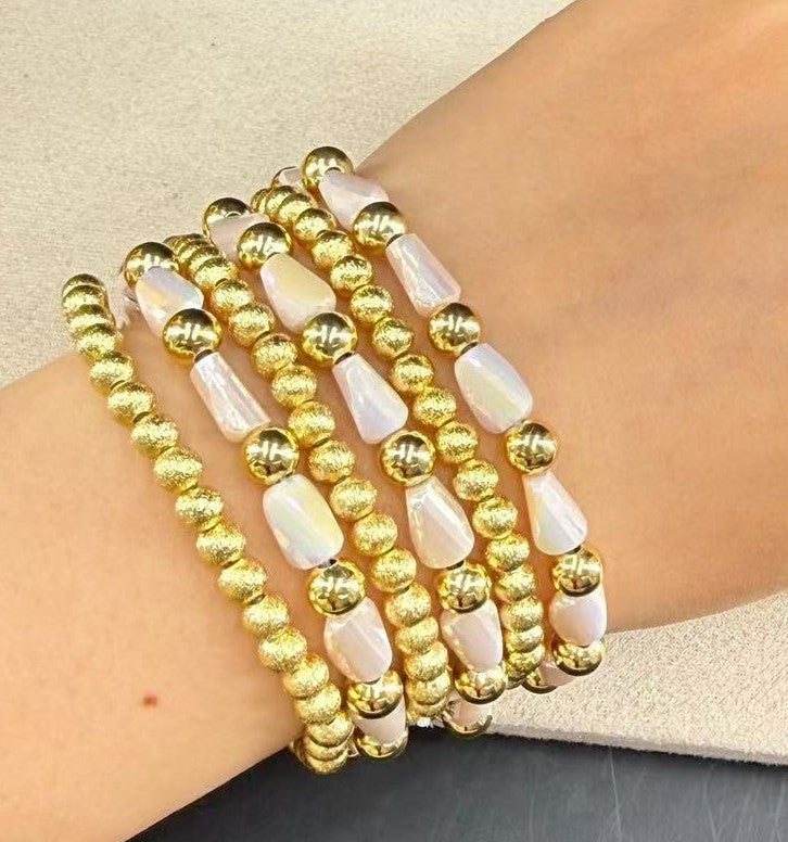 Bohemian Green Beaded Multi-Layer Gold Bracelet