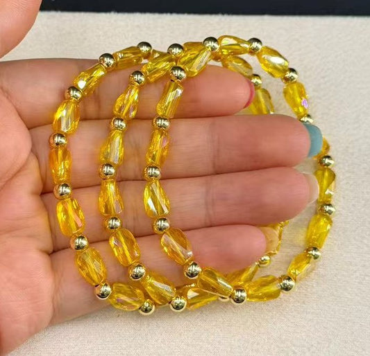 Gold  Stackable Natural Stone Stretch Bangle