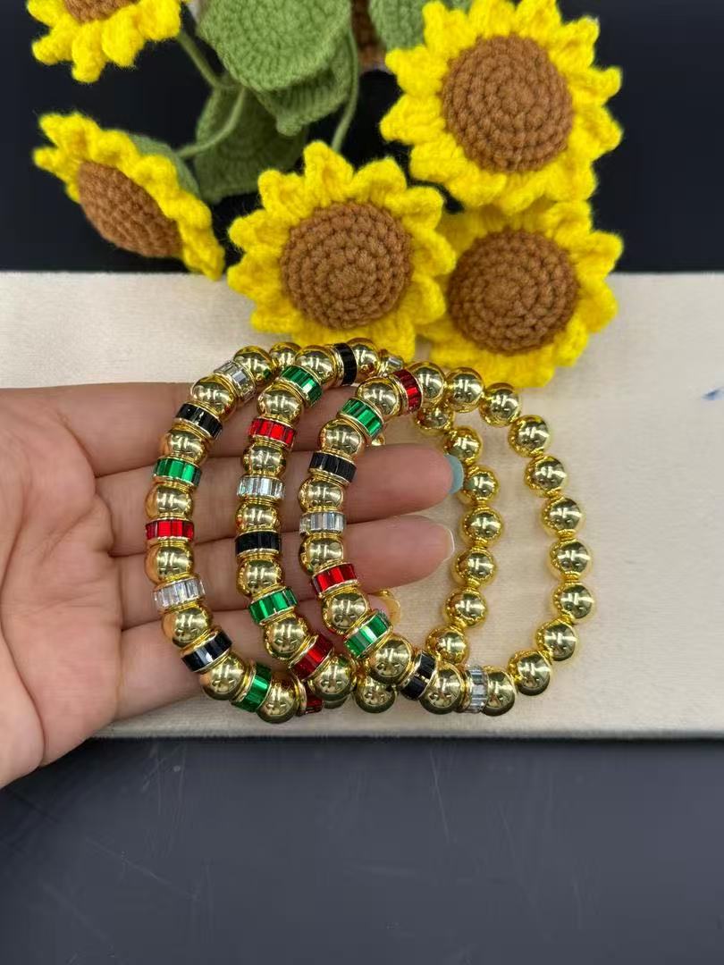 Christmas 22K gold-plated Beaded Multicolor Crystal Bracelet